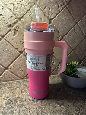 Splash Two-Tone Pink 40oz Insulated Travel Mug with Handle